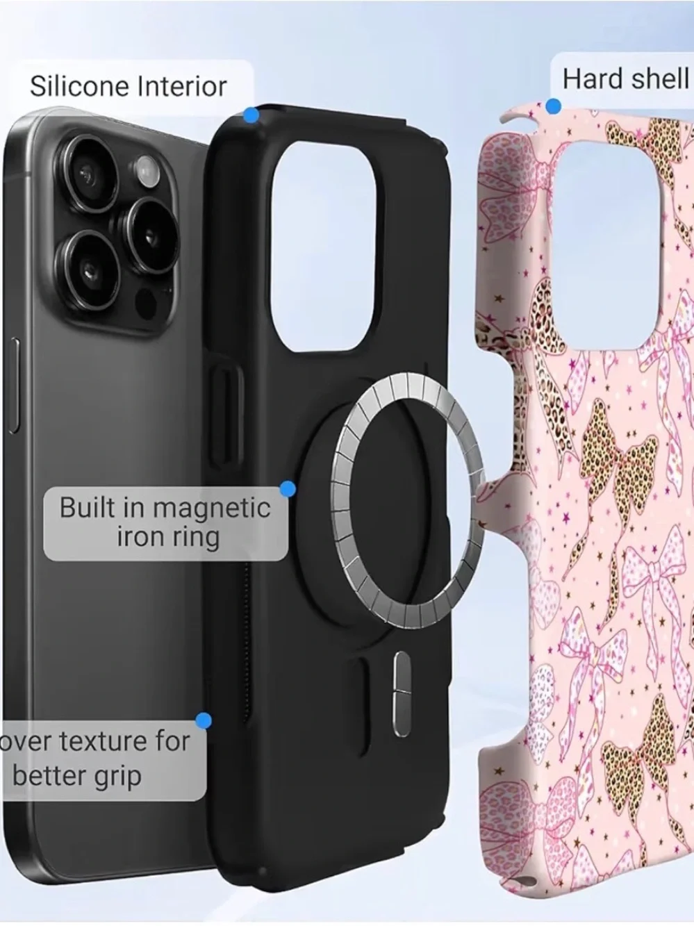 Pink Bow Pattern Phone Case for iPhone 15 ProMax